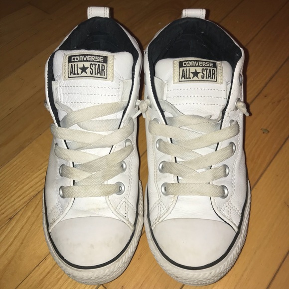Converse Shoes | White Leather Mid Tops Size 5 | Poshmark